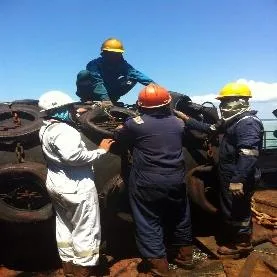 Seafarers handling mooring lines