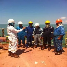 Crew briefing on deck